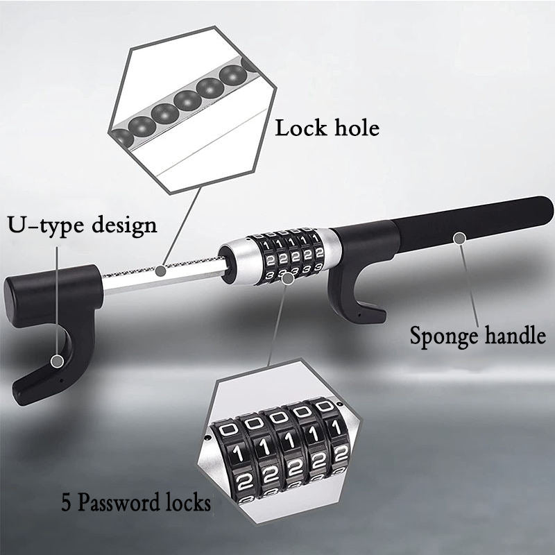 Tecfino Auto steering wheel Anti-theft password lock, New 5 Digit Combination lock for car Truck safety steering wheel lock
