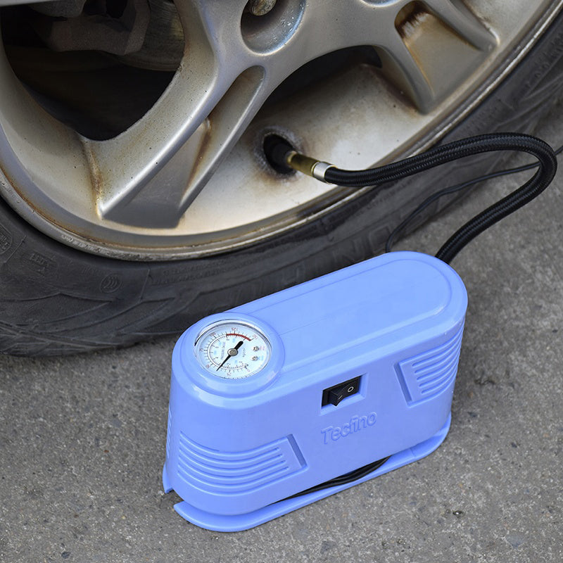 Tecfino Mini Portable 12v Dc Electric Air Compressor tire pump inflator, air pump for car bicycle