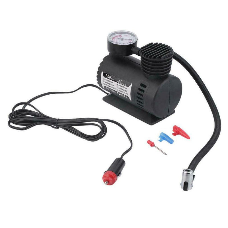 Tecfino 12V 300 PSI Portable Auto Electric Car Pump Air Compressor Tire Inflator Tool Car Bike Camping with Gauge