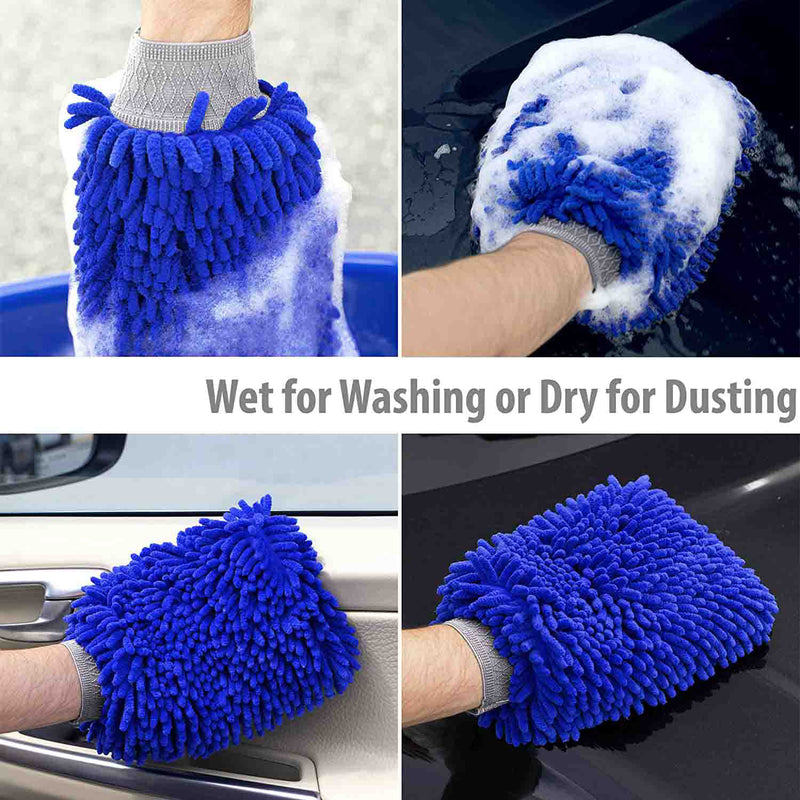 Tecfino Large Size Premium Chenille Microfiber Wash Mitt for Car Cleaning Mitts Tools and Reusable Wash Mitt