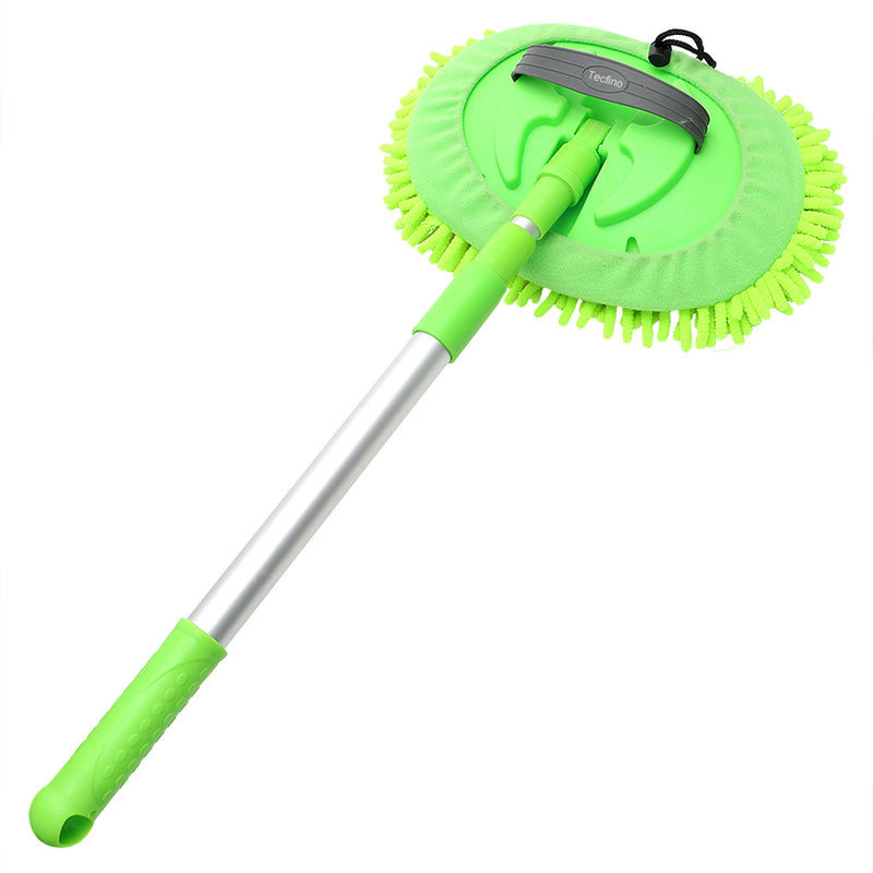 Tecfino 2 in 1 Car Cleaning Brush Car Wash Brush Telescoping Long Handle Cleaning Mop Chenille Broom Auto Accessories