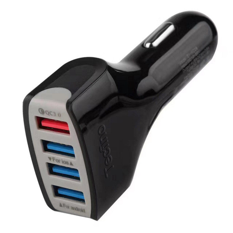 Tecfino Quick Phone Charger Adapter 4 Port USB Car Charger Fast Smart Charging For Samsung For iPhone