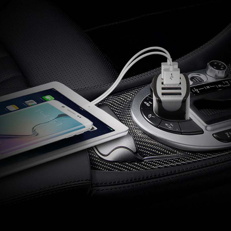 Tecfino Quick Phone Charger Adapter 4 Port USB Car Charger Fast Smart Charging For Samsung For iPhone