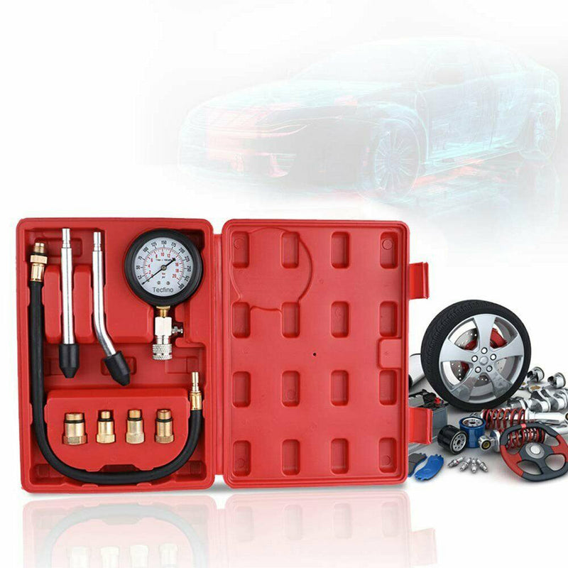 Tecfino Automotive Tool Gauge 8PCS Professional Cylinder Compression Gas Engine Tester Test Kit