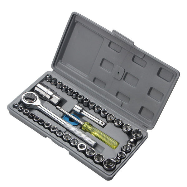 Tecfino Heavy standard hand tool 40 piece auto repair kit socket wrench set car repair tool