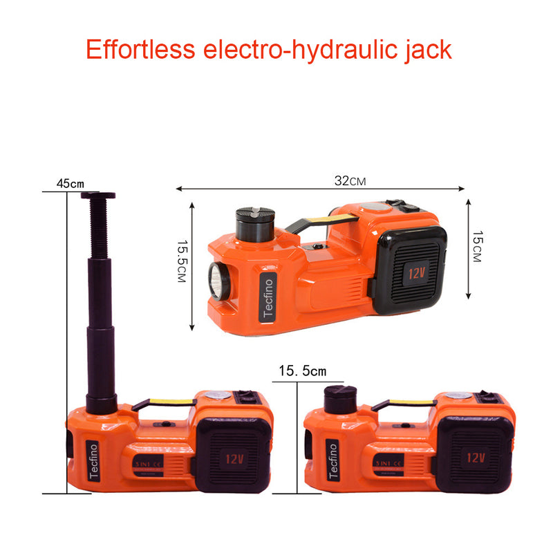 Tecfino Electric Car Jack Kit 5Ton 12V Hydraulic Car Jack Lift with Electric Impact Wrench .